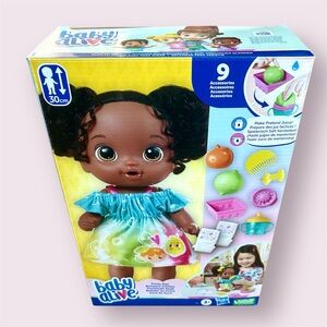 NIB Baby Alive Fruity Sips Doll with Pretend Juicer Black Hair